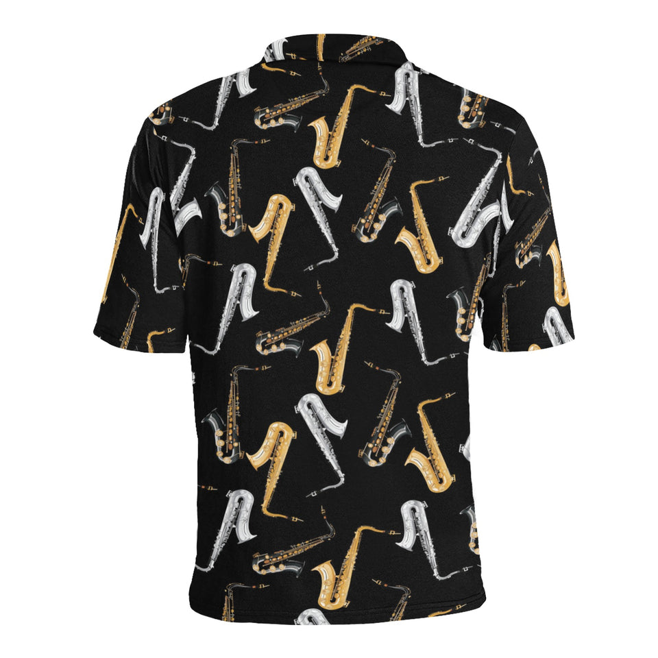 saxophone design pattern Men's All Over Print Polo Shirt