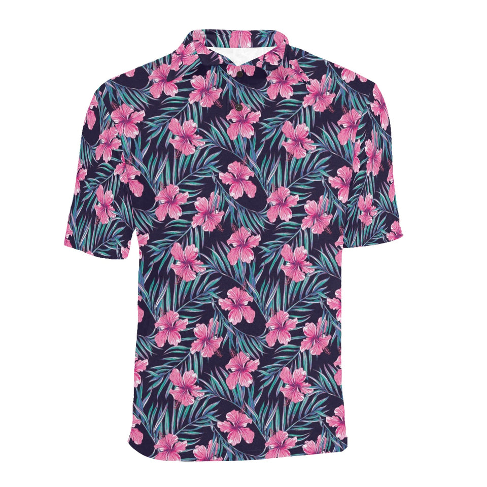 Hibiscus Pattern Print Design 05 Men's All Over Print Polo Shirt