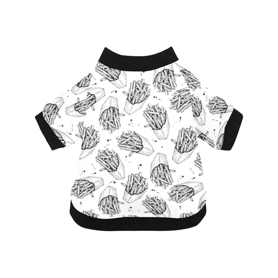 Hand drawn french fries pattern All Over Print Pet Dog Round Neck Fuzzy Shirt