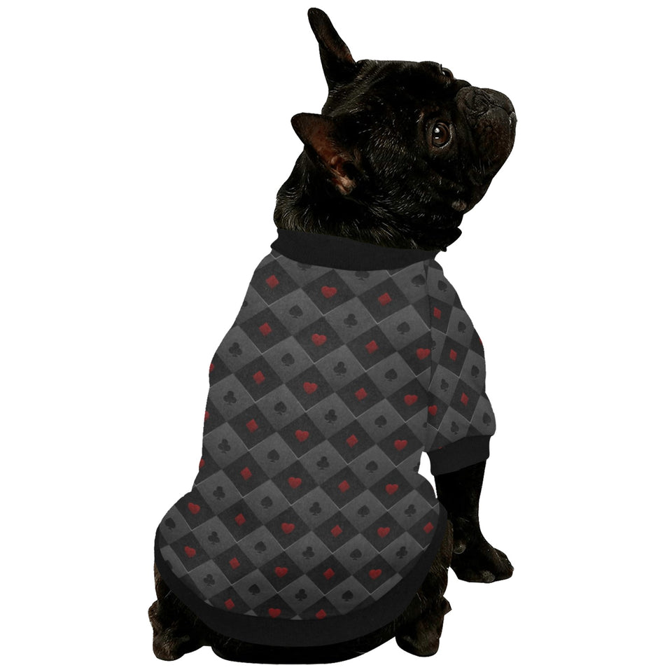 Casino Cards Suits Pattern Print Design 05 All Over Print Pet Dog Round Neck Fuzzy Shirt