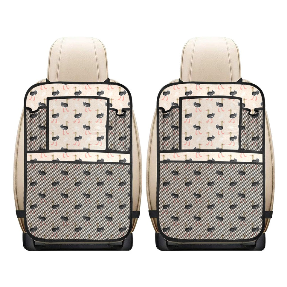 Ostrich Pattern Print Design 05 Car Seat Back Organizer