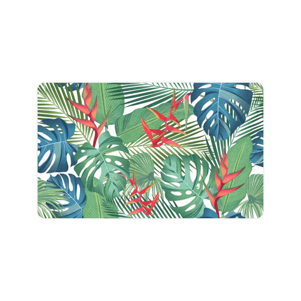 heliconia palm and monstera leaves pattern Doormat