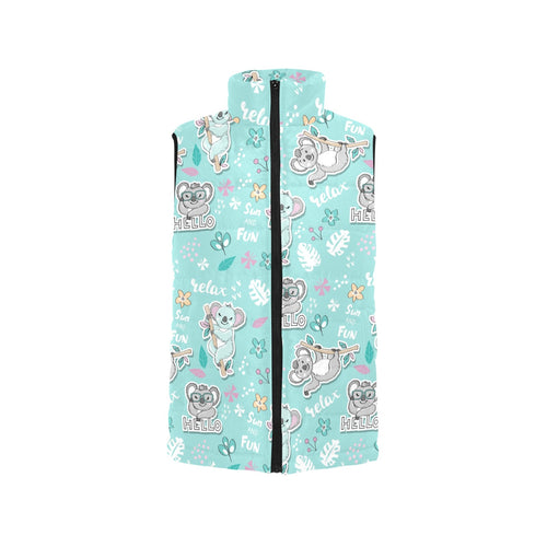Cute koalas blue background pattern Men's Padded Vest