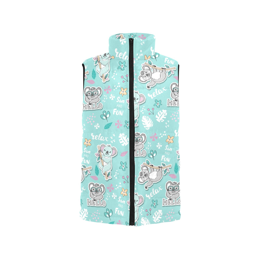 Cute koalas blue background pattern Men's Padded Vest