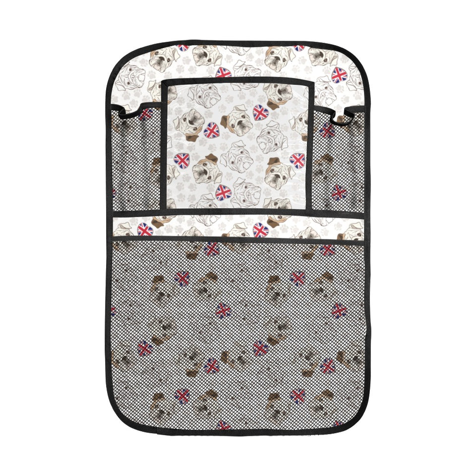 English Bulldog Pattern Print Design 01 Car Seat Back Organizer