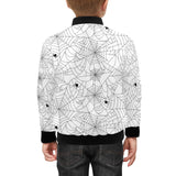 Spider web cobweb pattern white background Kids' Boys' Girls' Bomber Jacket