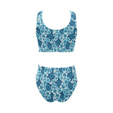 Hibiscus Pattern Print Design 03 Chest Bowknot High Waisted Bikini Swimsuit