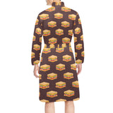 Sandwich Pattern Print Design 04 Men's Long Sleeve Belted Night Robe