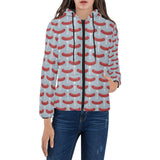 Sausage Pattern Print Design 02 Women's Padded Hooded Jacket