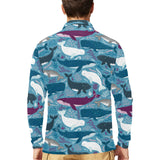Whale design pattern Men's Long Sleeve Polo Shirt
