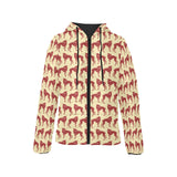 Greyhound Pattern Print Design 04 Women's Padded Hooded Jacket