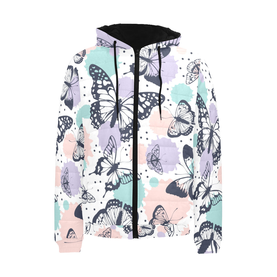 Butterfly pattern Men's Padded Hooded Jacket