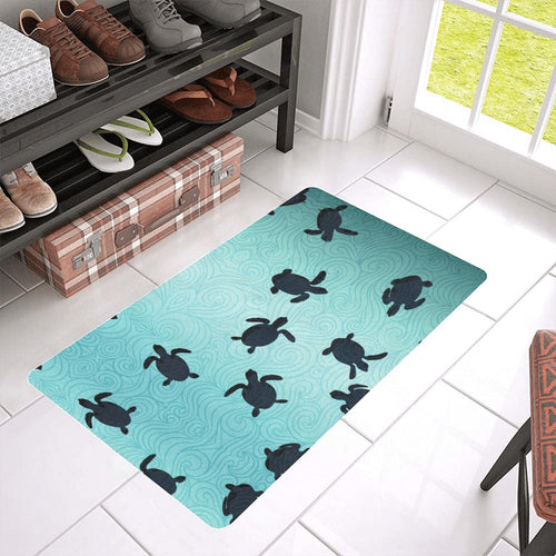 Sea turtle with blue ocean backgroud Doormat