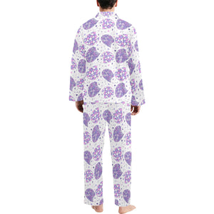 Hedgehog Pattern Print Design 05 Men's Long Pajama Set