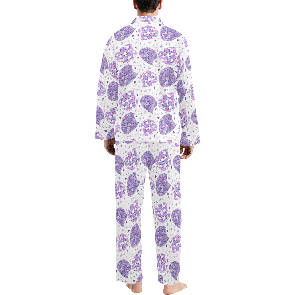 Hedgehog Pattern Print Design 05 Men's Long Pajama Set