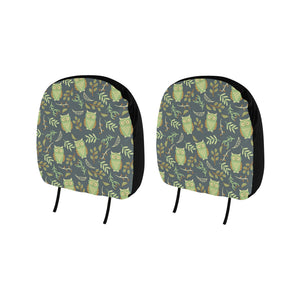 Cute owls leaves pattern Car Headrest Cover