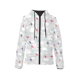 Airplane cloud grey background Women's Padded Hooded Jacket