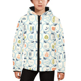 apples leaves pattern Kids' Boys' Girls' Padded Hooded Jacket