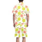Guava pattern Men's V-Neck Short Pajama Set