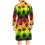 Canabis Marijuana Weed Pattern Print Design 03 Men's Long Sleeve Belted Night Robe