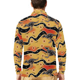 Kangaroo Australian aboriginal art pattern Men's Long Sleeve Polo Shirt
