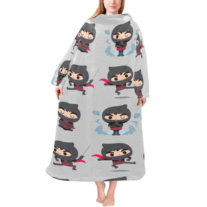 Cute ninja pattern Blanket Robe with Sleeves