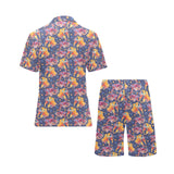 Goldfish Pattern Print Design 05 Men's V-Neck Short Pajama Set