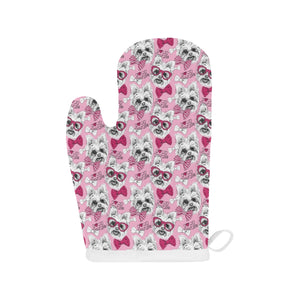 Yorkshire Terrier Pattern Print Design 03 Heat Resistant Oven Mitts