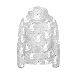 white swan gray background Kids' Boys' Girls' Padded Hooded Jacket