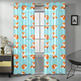 Fox pattern blue b ackground Gauze Curtain