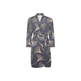 Gold ginkgo leaves Men's Long Sleeve Belted Night Robe