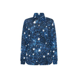 Night sky star pattern Women's Long Sleeve Polo Shirt