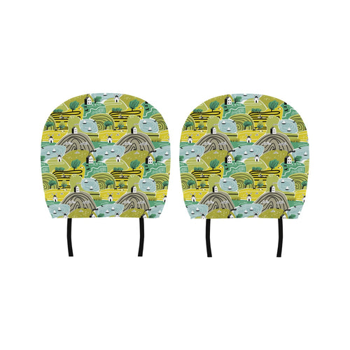 Hand drawn windmill pattern Car Headrest Cover