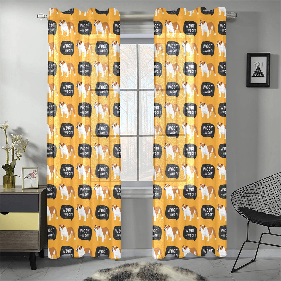 English Bulldog Pattern Print Design 04 Gauze Curtain
