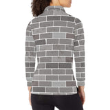 Brick Printed Pattern Print Design 05 Women's Long Sleeve Polo Shirt