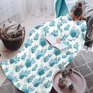 Coral Reef Pattern Print Design 04 Blanket Robe with Sleeves