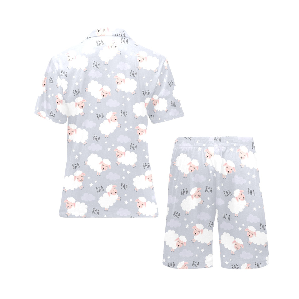 Sweet dreams sheep pattern Men's V-Neck Short Pajama Set