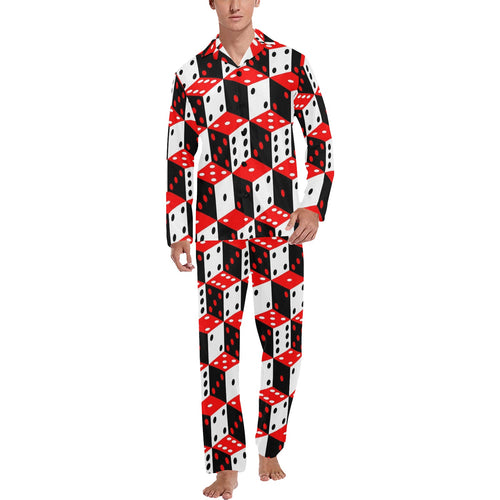 Dice Pattern Print Design 02 Men's Long Pajama Set