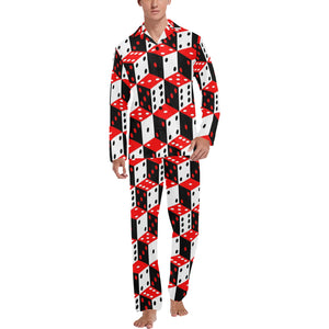 Dice Pattern Print Design 02 Men's Long Pajama Set