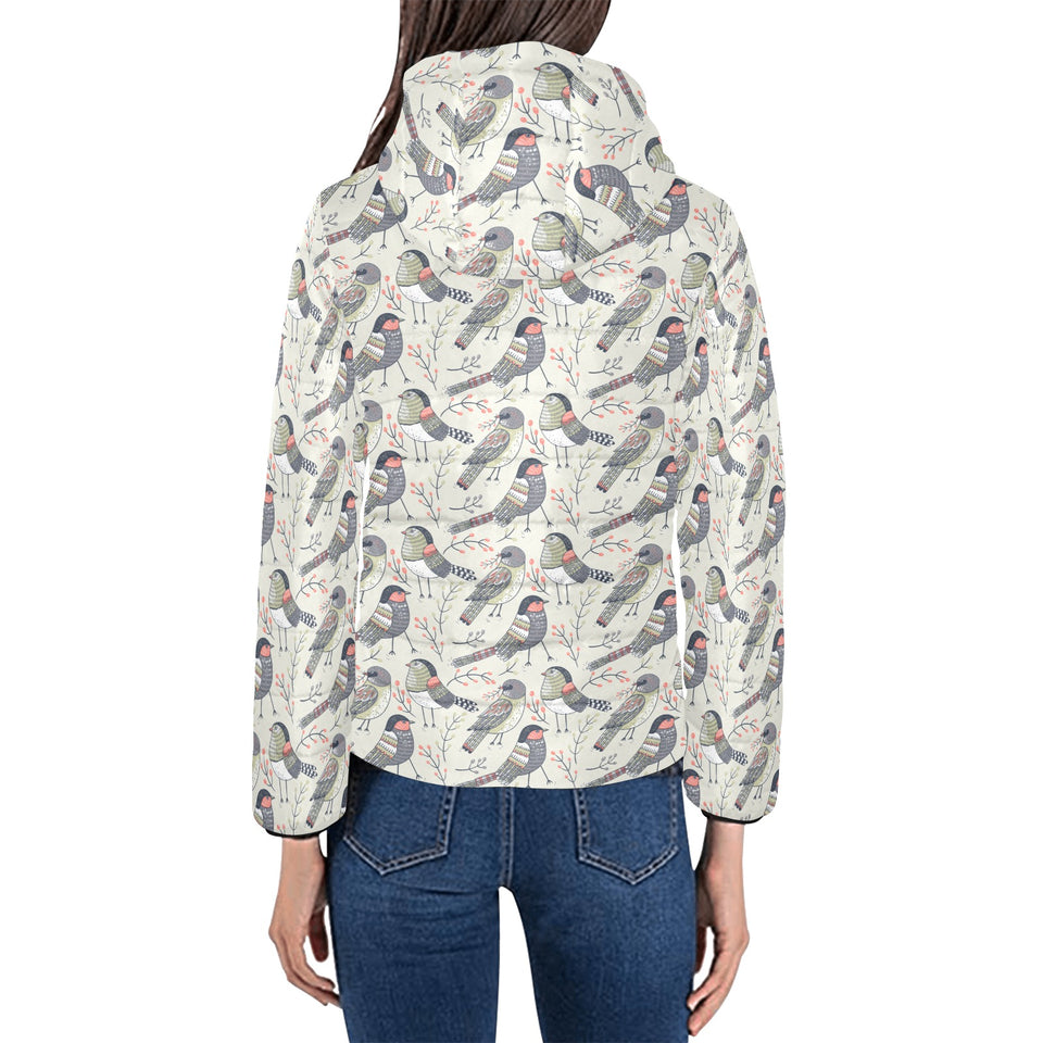 Pigeon Pattern Print Design 04 Women's Padded Hooded Jacket