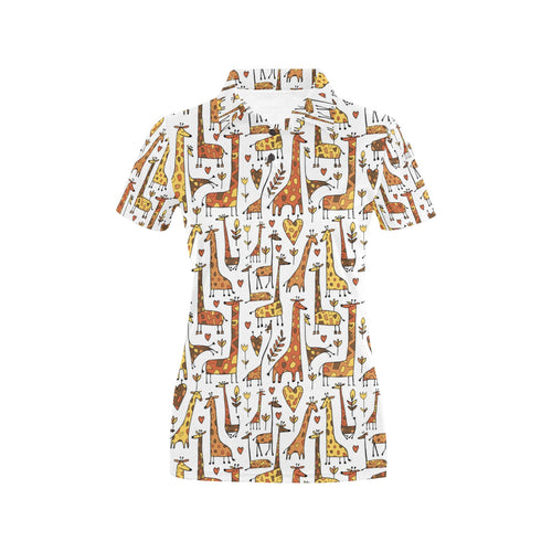 Giraffe Pattern Print Design 04 Women's All Over Print Polo Shirt
