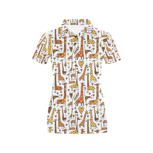 Giraffe Pattern Print Design 04 Women's All Over Print Polo Shirt