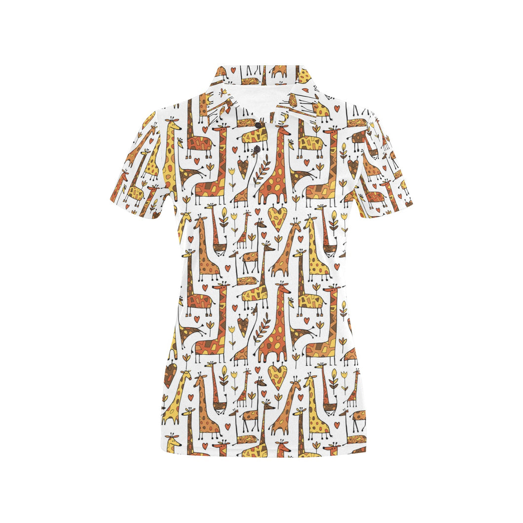 Giraffe Pattern Print Design 04 Women's All Over Print Polo Shirt
