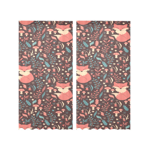 fox leaves mushroom pattern Gauze Curtain