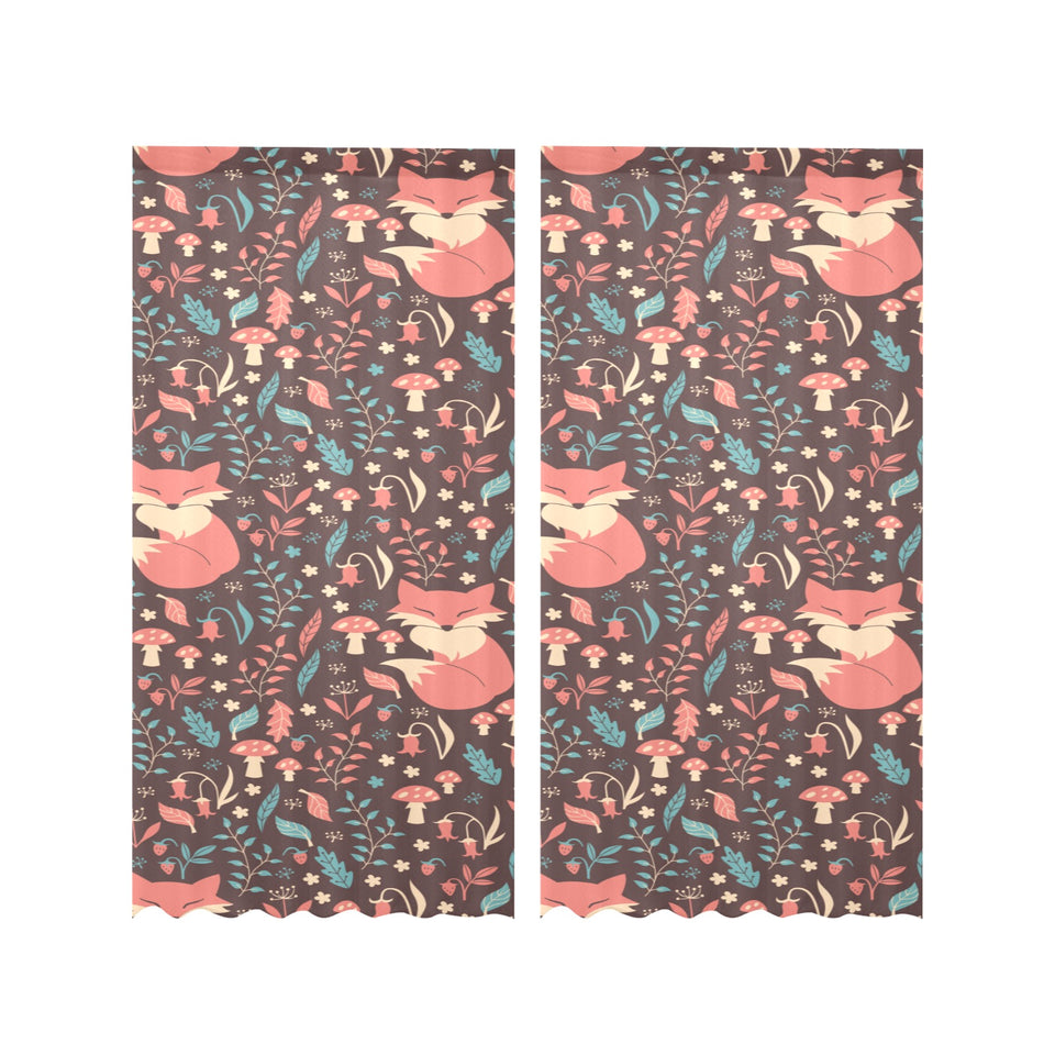 fox leaves mushroom pattern Gauze Curtain