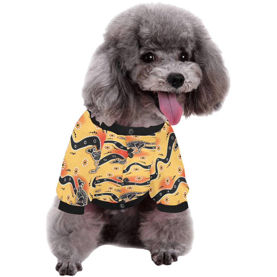 Kangaroo Australian aboriginal art pattern All Over Print Pet Dog Round Neck Fuzzy Shirt