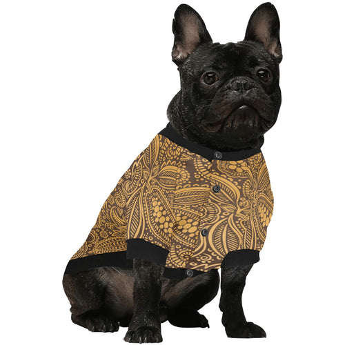 cacao beans tribal polynesian pattern background All Over Print Pet Dog Round Neck Fuzzy Shirt
