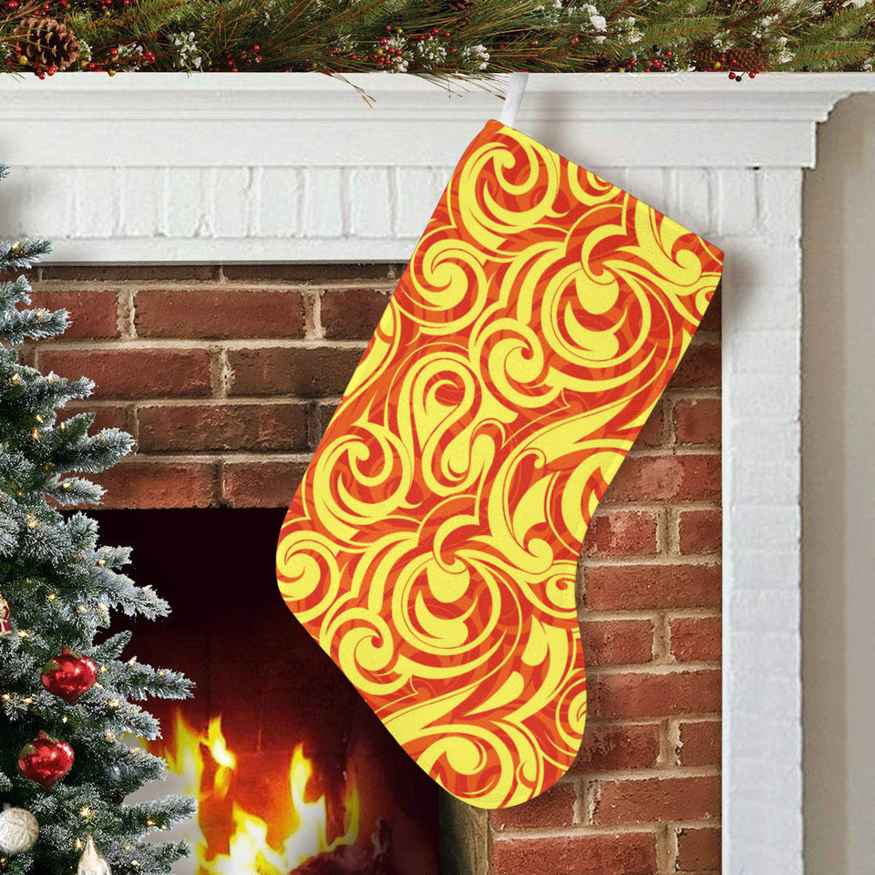 Fire flame design pattern Christmas Stocking