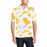 French fries white paper box pattern Men's All Over Print Polo Shirt