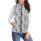 Crow dark floral pattern Women's Padded Vest